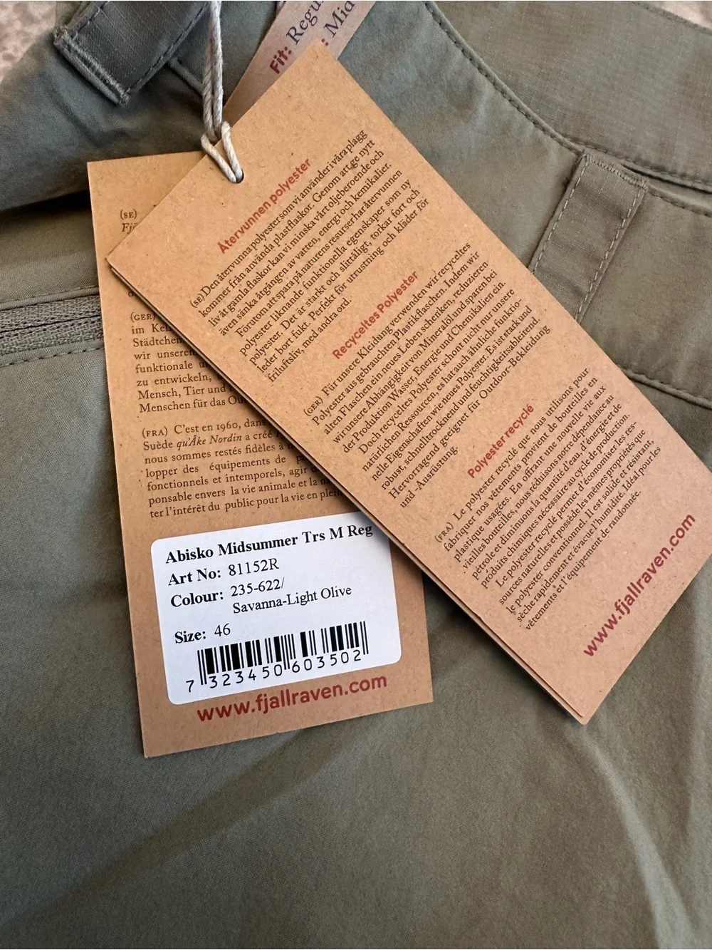 Fjallraven Abisko Midsummer Trousers Pants Mens 30x31 (46) NWT